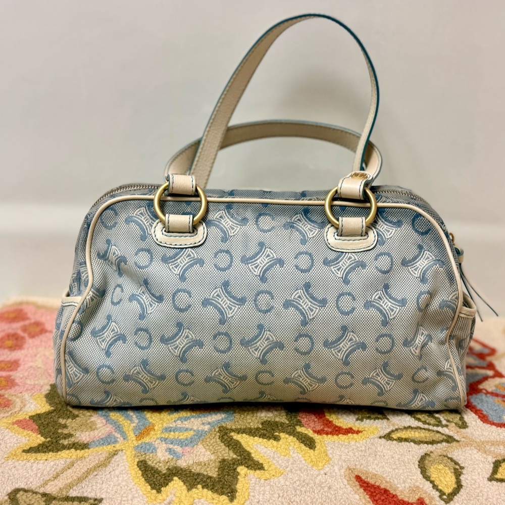SOLD CELINE Vintage Y2K C Macadam Light Blue & White Cotton Canvas White - Picture 6 of 16